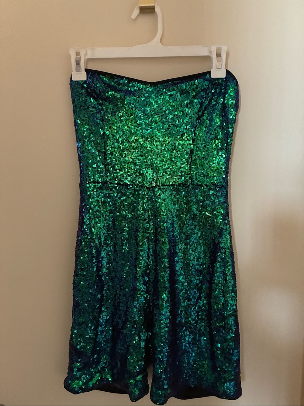 privy Emerald Green Iridescent Sequin Romper